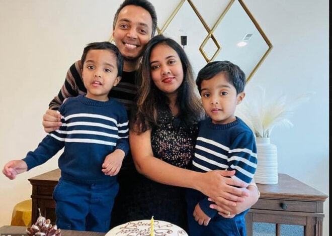Anand Sujith And Alice Benziger and their twin boys Noah and Nathan aged 4