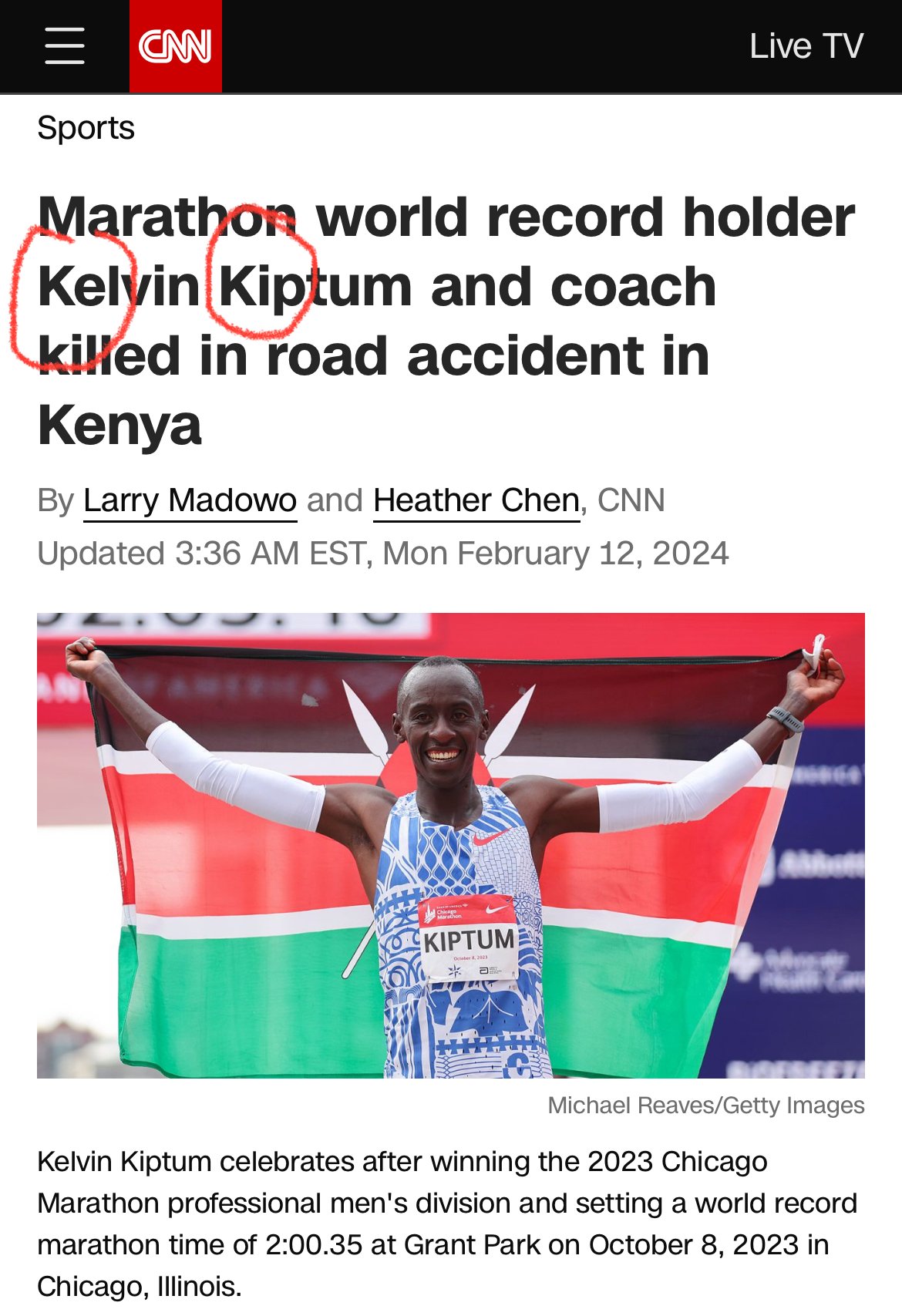 Marathon world record holder Kelvin Kiptum and coach killed in road ...